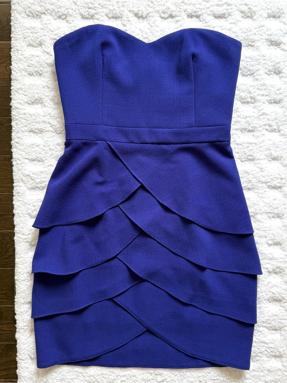 Club Monaco Strapless Cobalt Blue Tiered Dress